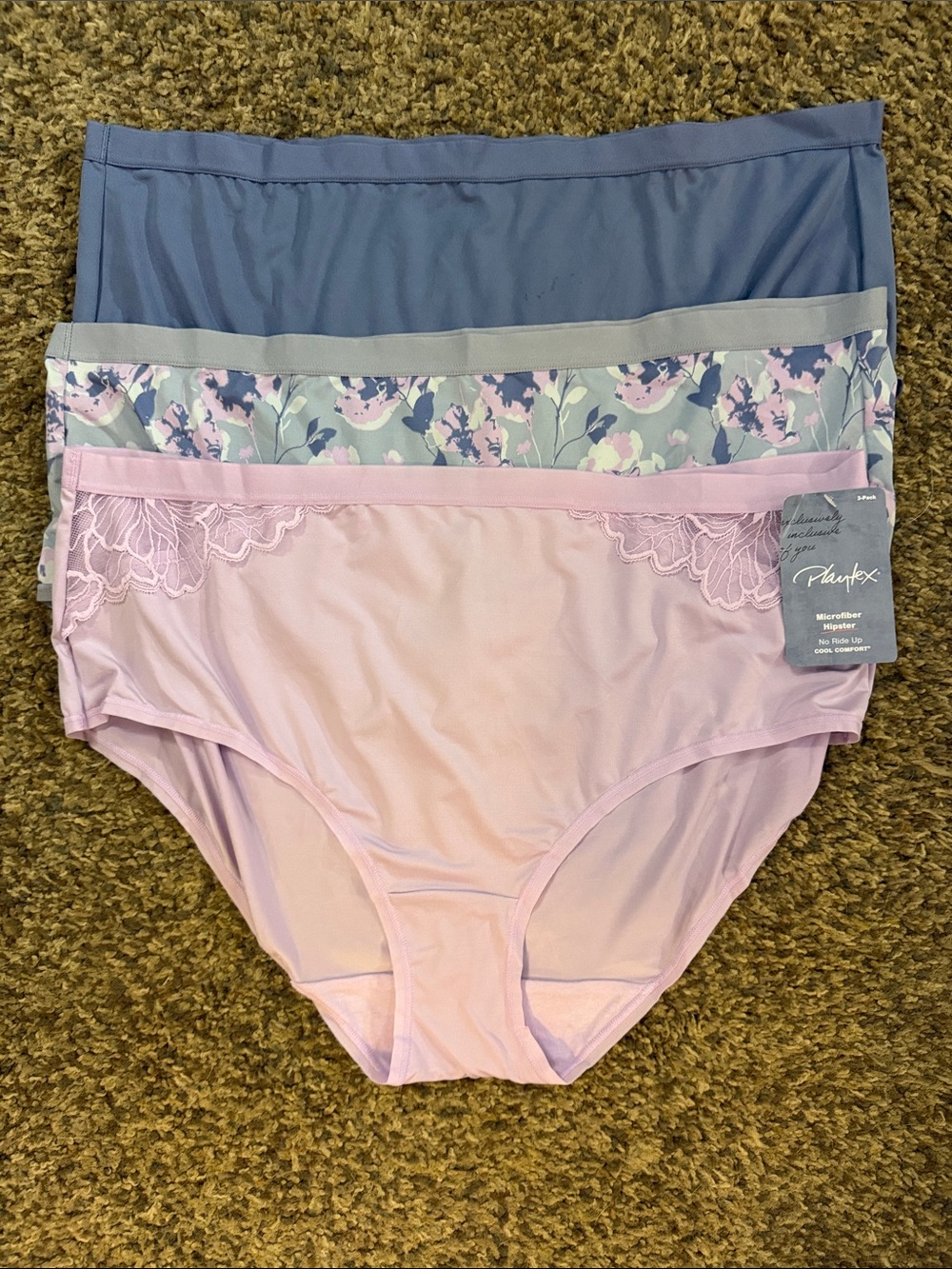 Playtex 3-Pack Hipster Panties in Light Pink, Floral Multicolor & Dusty Blue